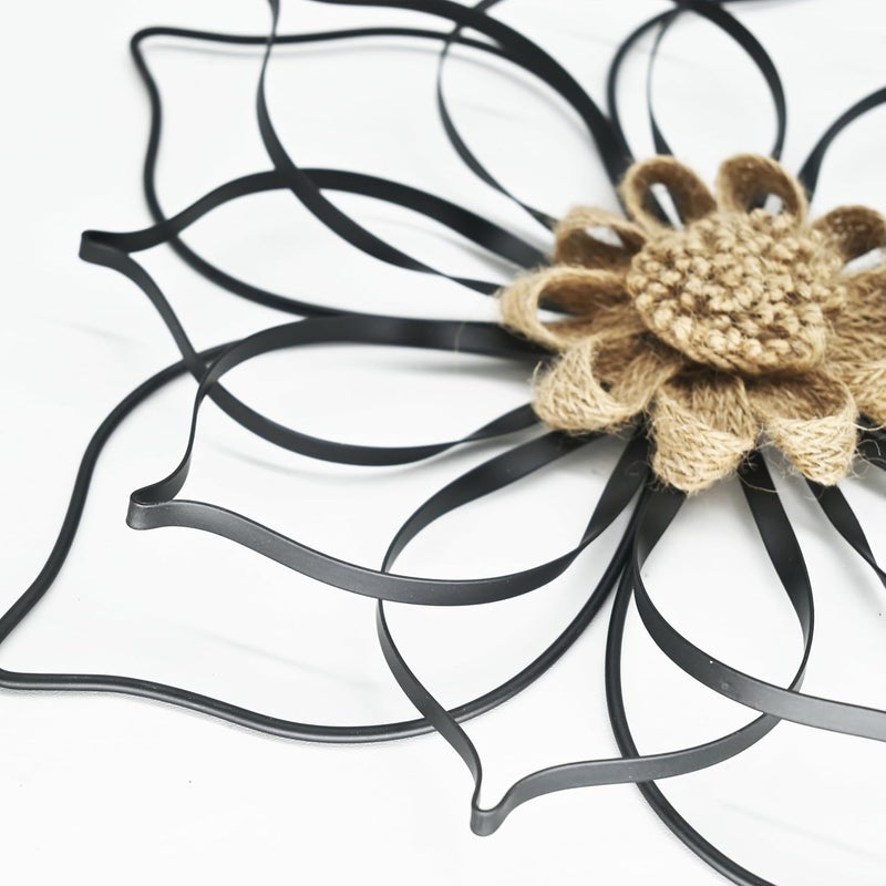 Remenna Metal Flowers Wall Decor, Metal Rustic Wall Art Decoration Farmhouse Wall Decorations Multiple Floral Hanging Decor for Bathroom Living Room Home Office Garden Kitchen (Black -2) - Image 5
